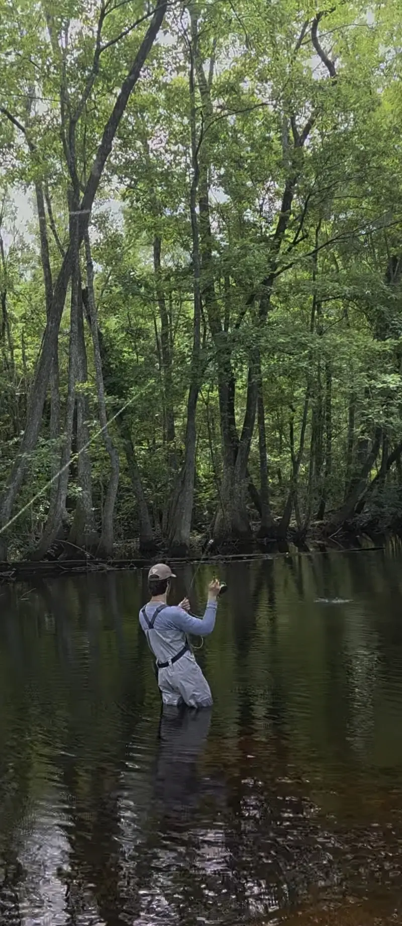 Member fly fishing on the property at Traditions Field Club