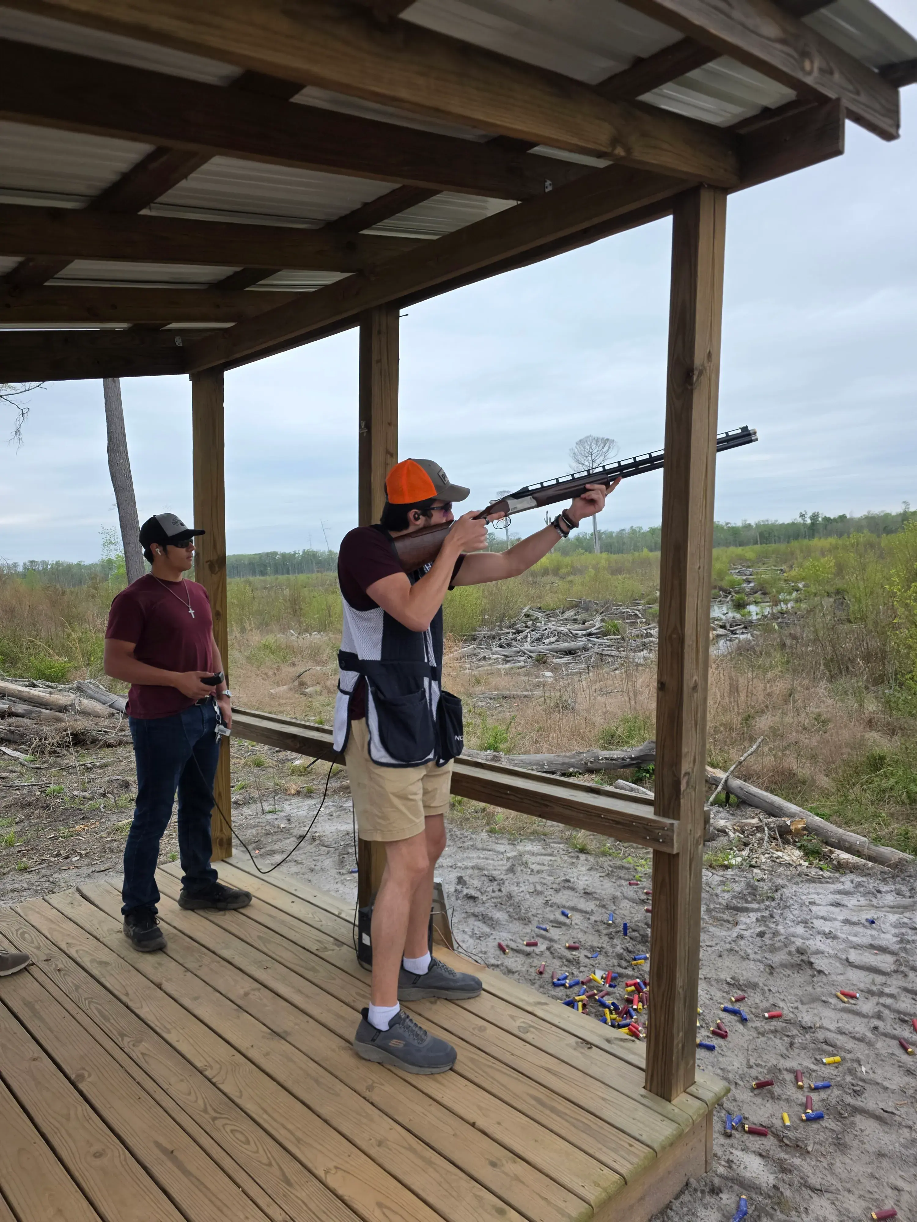 Shooter aiming from a covered station